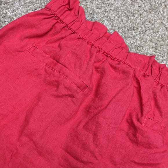 Kenar 100% linen paperbag mini skirt with pocket hot pink - Picture 8 of 10